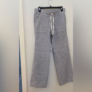 Athleta Pants Wide Leg Linen Bali Trouser Drawstring Stripe Pull On.